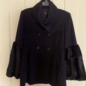 Stunning Black Coat with Faux Fur Trim by Drew